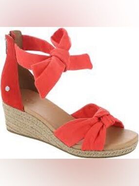 UGG Red Bow-Knot Ankle-Tie Sandals - Women